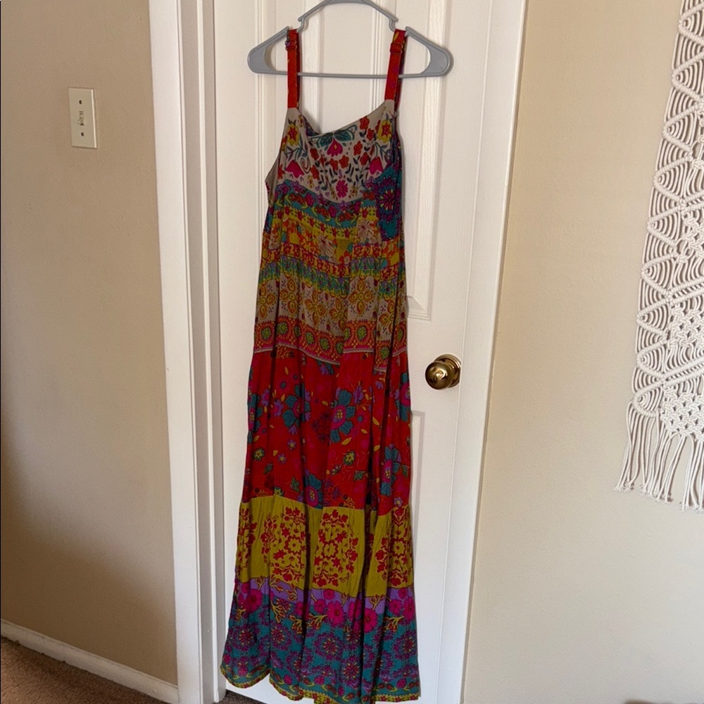 NATURAL LIFE Red and Purple Tiered Maxi Sundress